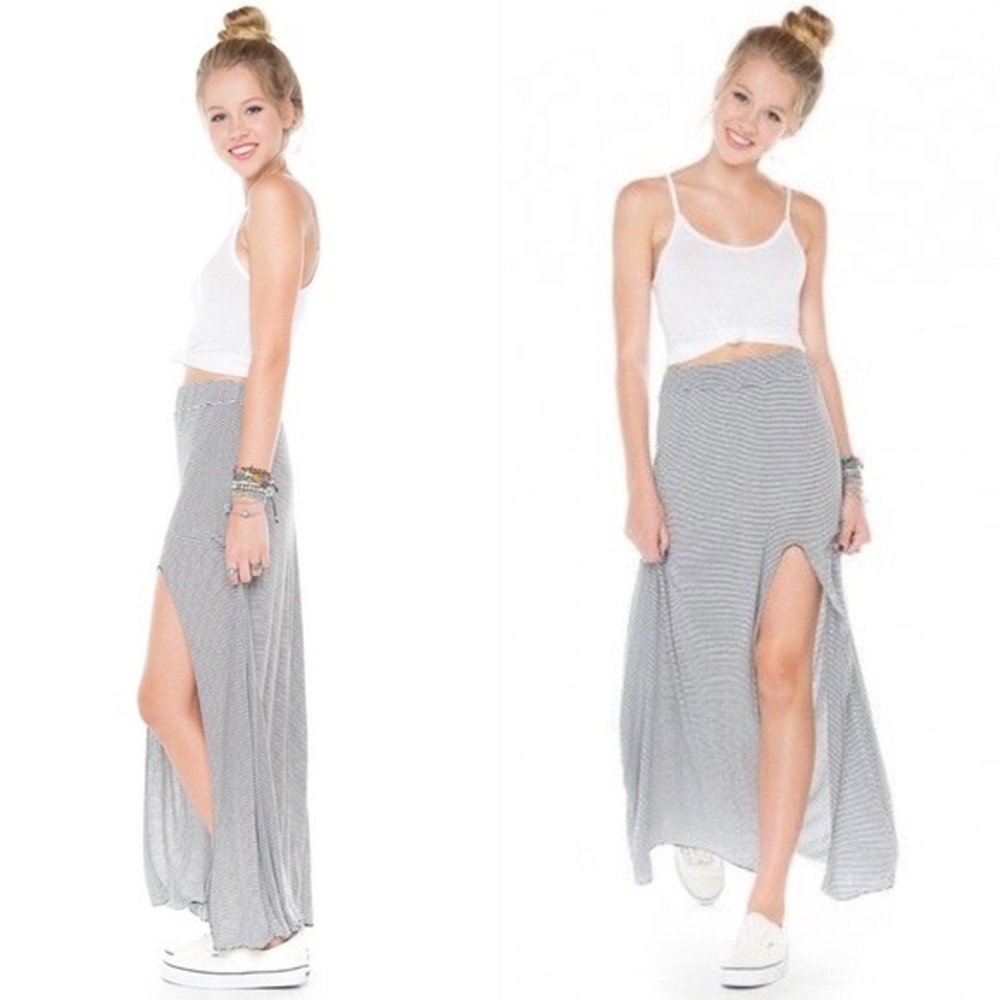 Brandy Melville Striped Maxi Skirt with Slit